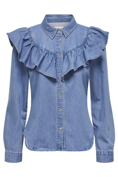 Only onlindigo ls frill dnm shirt qyt no